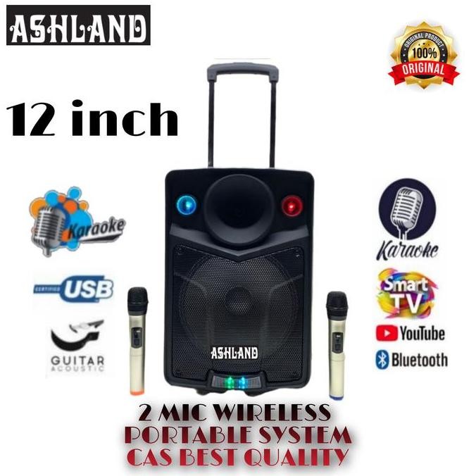 Speaker Portable Meeting 12Inch Ashland Sound Portable System 2Mic New Stok