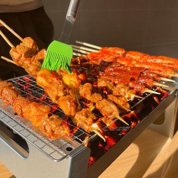 Panggangan Anti Lengket BBQ Grill Pan Alat Wajan Panggang Kompor Bakaran Sosis/Sate Arang Bakar Pema