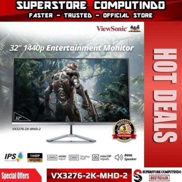 Premium Monitor LED Viewsonic VX3276MHD VX3276-2K-MHD-2 32" IPS QHD Frameless
