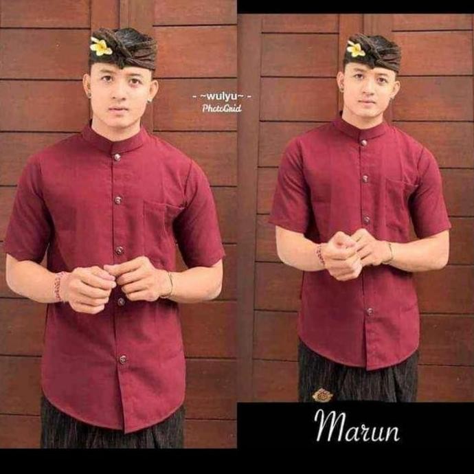 BAJU KEMEJA PUTIH SAFARI PAKAIAN ADAT BALI PRIA