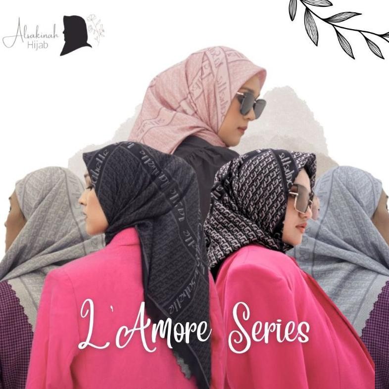 HIJAB KERUDUNG SEGI EMPAT MOTIF LASABELLE L' AMORE SERIES VOAL PREMIUM BESTSELLER TERMURAH
