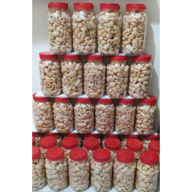 

PJ Kerupuk Kulit Babi Kerubi Garing Gurih Renyah Kerupuk Babi Toples 2liter 200gr & Plastik Klip 50gr