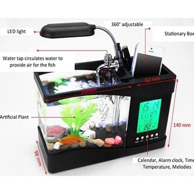 Usb Desktop Aquarium Mini Fish Plus Filter Under Akuarium Jam Digital