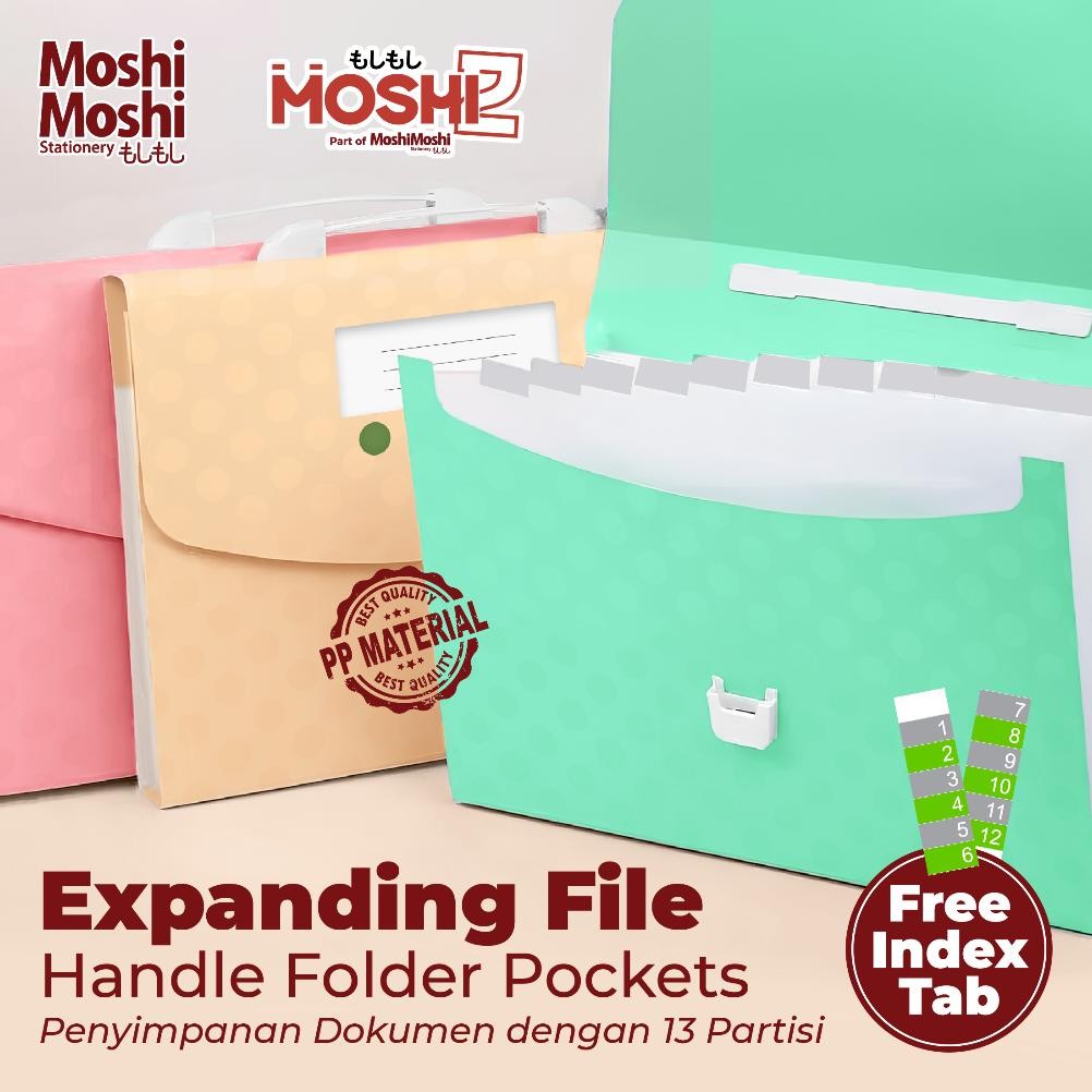 

Expanding File Bag Color 13 Pockets A4 Moshi Map Harmonika Ekspansi Dokumen Slot Partisi Free Index