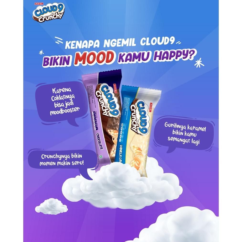 

PJ ( BERKAH ) CLOUD 9 Crunchy Wafer Bar Coklat Vanila Renyah 336 gr 1 box 24 pcs Jack & Jill Wafle Waffer Biskuit Renyah Snack Cemilan Anak