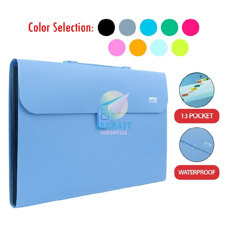 

(1 Pcs) Map Harmonika Expanding File Handle Tenteng JOYKO EF-2638 Plastik Button Dokumen Sertifikat Berkas Folio F4 FC Nota Giro