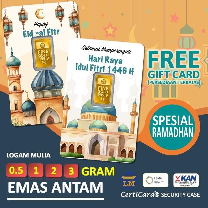 LM Logam Mulia Emas Antam 0.5 gr 1 gr 2 gr 3 gr gram Kado Angpao Hampers Gift Ramadhan Lebaran Idul 