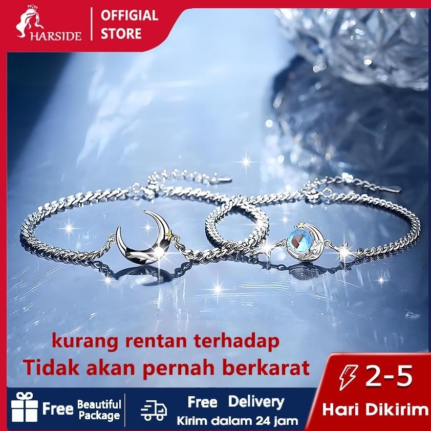 COD Free Gift BoxHarside Jewel Gelang Couple Pangeran Dan Mawar Silver Pasanga Aesthetic Gelang Tita