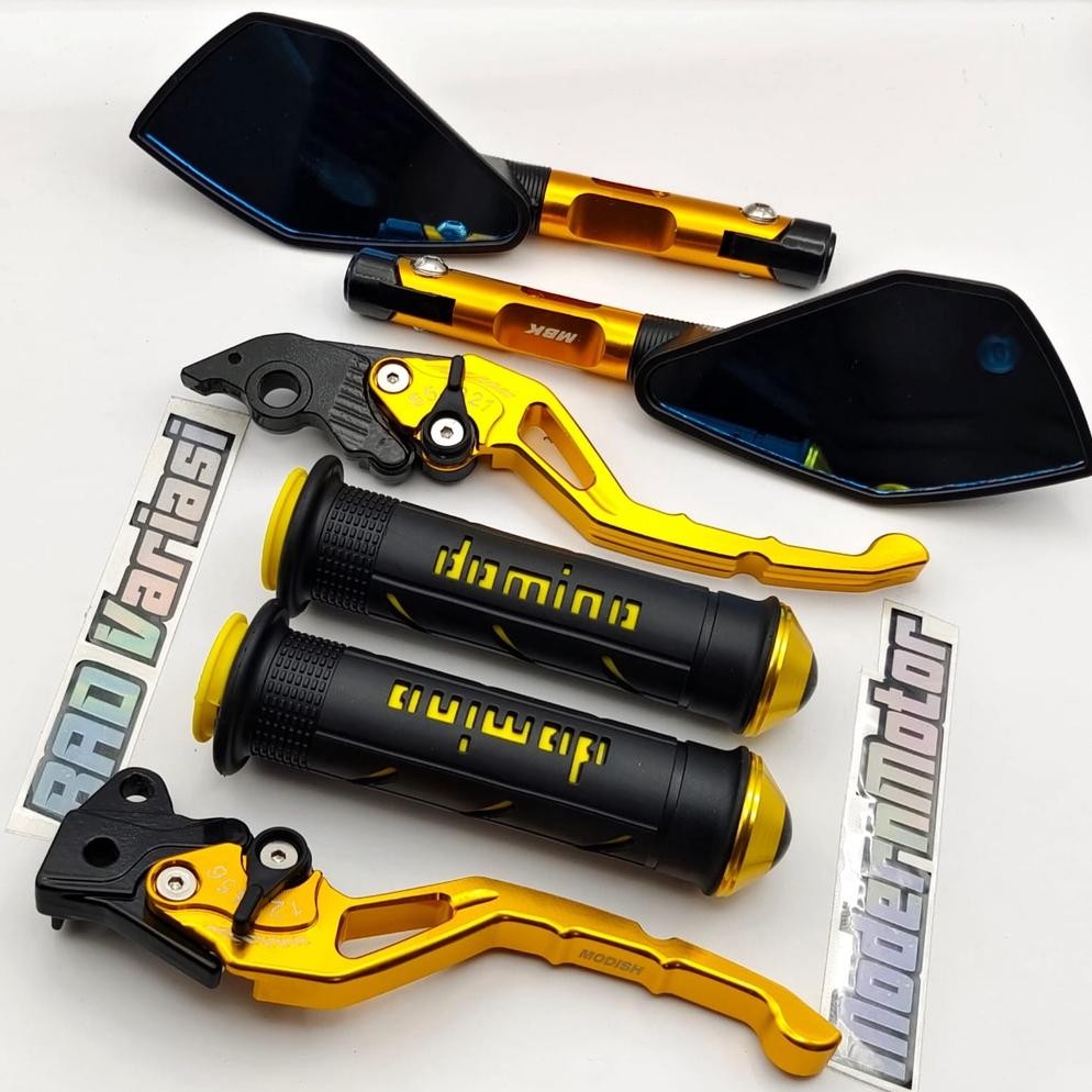 Original (Paket Murah 3In1) Spion Tomok V2 Cnc + Handgrip Domino Jalu Cnc + Handle Rem Stelan Cnc Nm