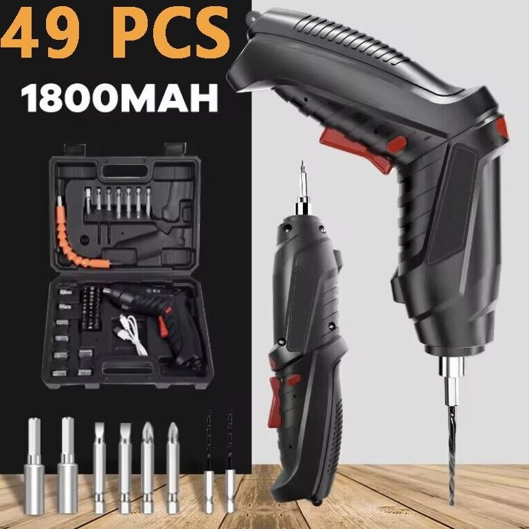 Obeng Elektrik Set Komplit 4.2V Bor Cordless Tanpa Kabel Satu Set Koper Obeng Listrik Mesin Bor