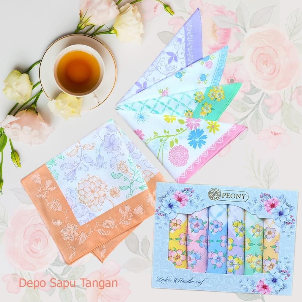 SapuTangan/ Sapu Tangan/ Selampe / Handkerchief Wanita isi 6 pcs AST
