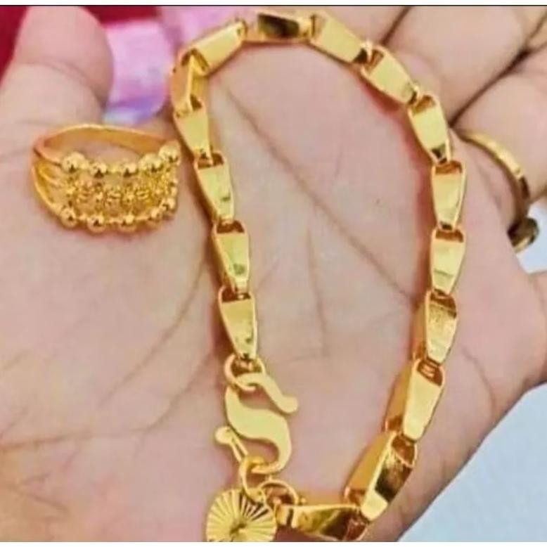 SET GELANG PADI FREE CINCIN MOTIF EMAS 24k PALEMBANG AST