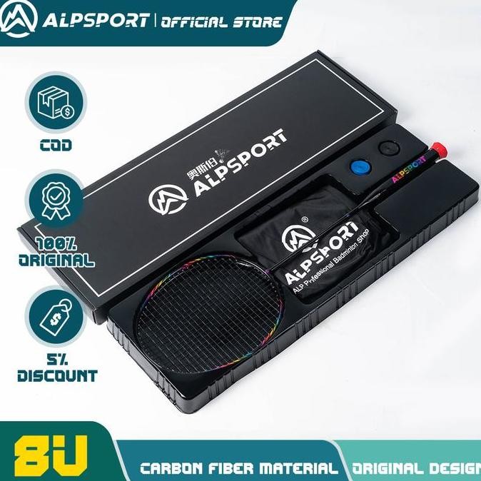Premium ALP BBQ2.0 T800 8U Raket Ofensif Ringan Profesional Super Ringan Raket Bulu Tangkis Senar Se