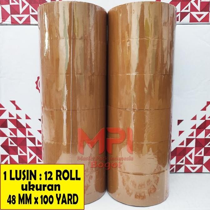 

Ready Stock 1 Lusin / 12 Roll - Lakban Coklat Mpi 48 Mm X 100 Yard - Lakban Untuk Packing - Master Pack Indonesia Bogor