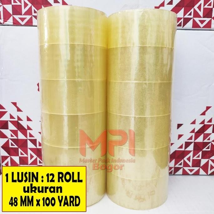 

Termurah 1 Lusin / 12 Roll - Lakban Bening Mpi 48 Mm X 100 Yard - Lakban Untuk Packing - Master Pack Indonesia Bogor