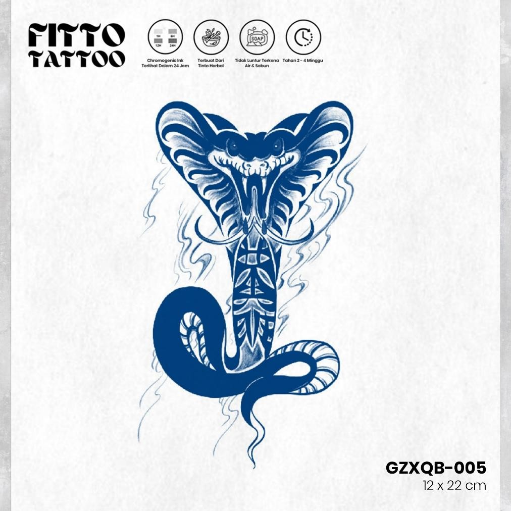 Tato Temporer Semi Permanent Fruit Ink Premium Tatto Lengan Tahan Air Ular Naga Singa Burung AST