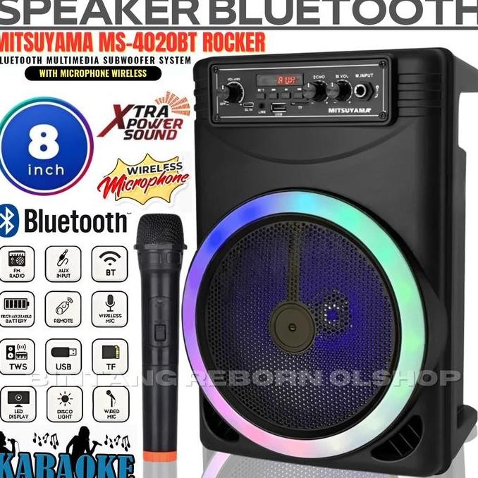 Promo Speaker Bluetooth Karaoke Wireless Mitsuyama Ms-4020Bt Rocker / Ms-4020Bt Rocker 8 Inch Gratis