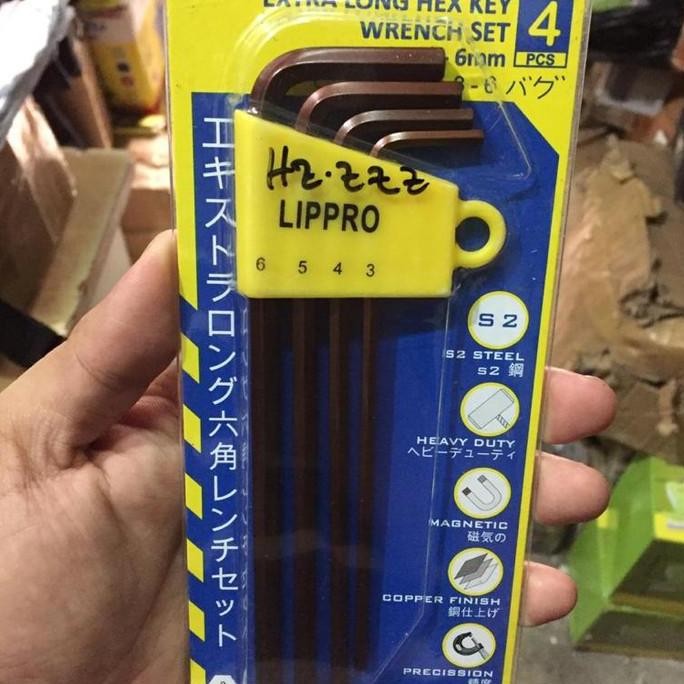 KUNCI L SET PANJANG 4 PCS EXTRA LONG PLAT LIPPRO 161-S4 murah