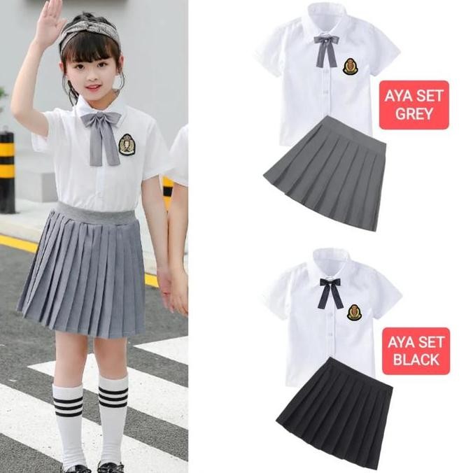 Tersedia AYA SET BAJU SETELAN ANAK CEWEK REMAJA KOREA JEPANG SERAGAM SEKOLAH