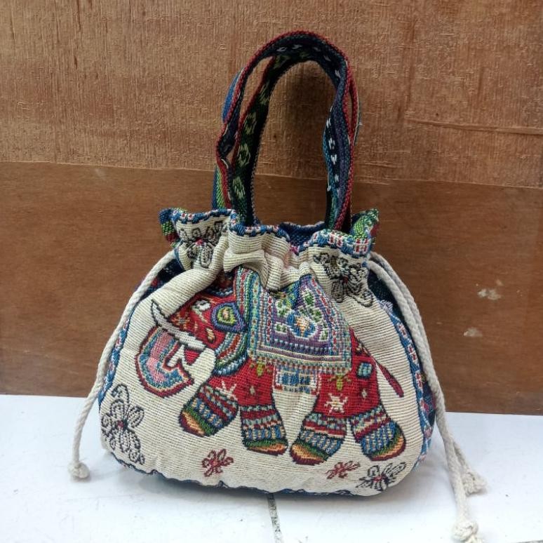 Tas Thailand Gajah Kanvas Serut Promo