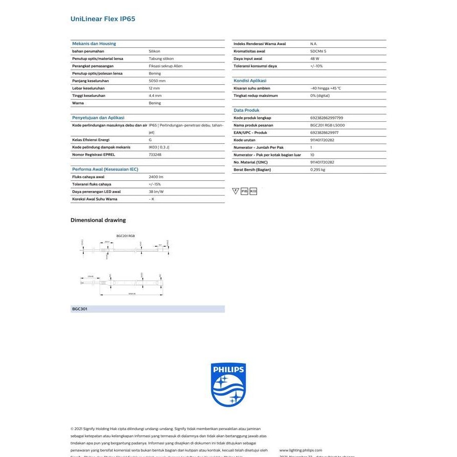 Murah Philips Lampu Pita Led Strip Bgc201 Rgb L5000