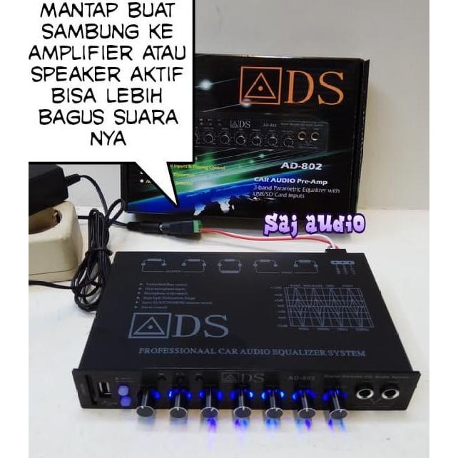 PARAMETRIC EQ/ PREAM COUSTIC AUDIO CA-803 MIXER +ADAPTOR 12VOLT HOME