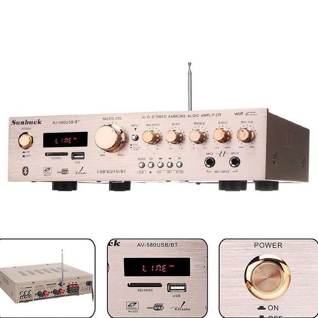 BLUETOOTH EQ AUDIO POWER AMPLIFIER ECHO MIXER KARAOKE HOME THEATER