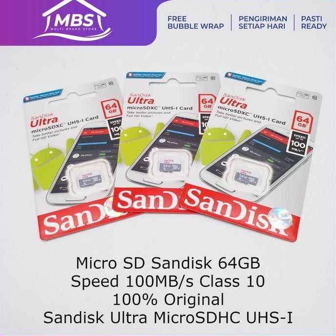 Micro Sd Sandisk 16Gb 32Gb 64Gb 128Gb Memori Memori Cctv Hp Original New Stok