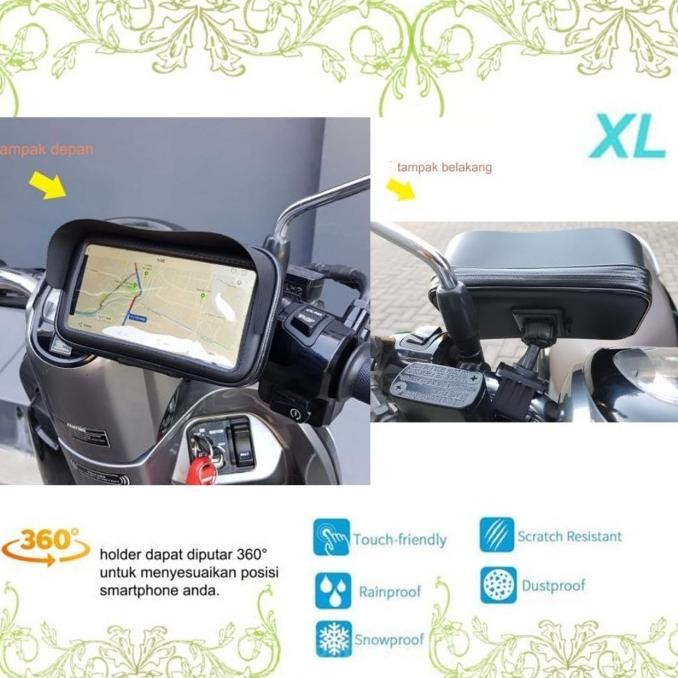 (Expert) Holder HP Waterproof + Kanopi pasang Stang Motor Size XL (7in)