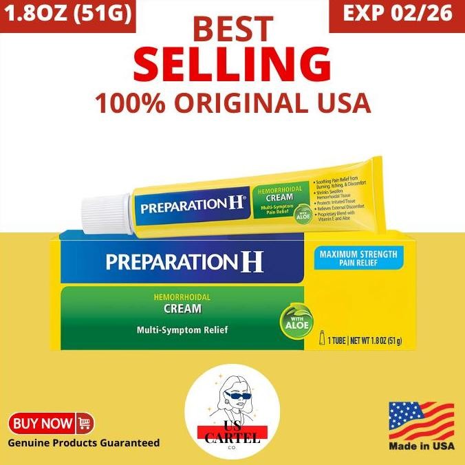 TERLARIS - PREPARATION H USA - 51g - Hemorrhoidal Cream 1.8 OZ 51 g gr gram