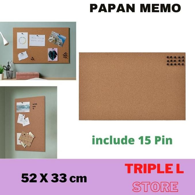 

TERBARU - Papan Memo Catatan kertas Gabus Dinding Dengan Pin 52x33cm