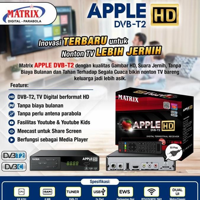 NEW RECEIVER TV SET TOP BOX DVB-T2 MATRIX APPLE / RECEIVER MATRIX DVB-T2