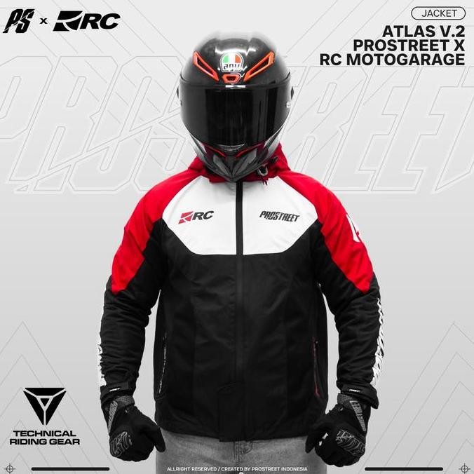 NEW Jaket Motor - RC X Prostreet Atlas V2 Collab Black Red Jacket Original