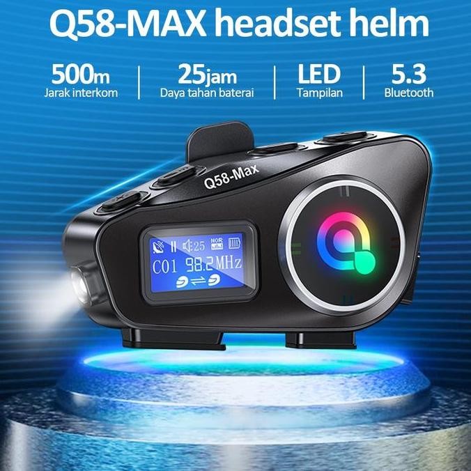 Grosir Bonkyo  Layar Lcd Helm Interkom Q58Max Chip Bluetooth Chip Bluetooth Qualcomm 5.0 Fm Radio In