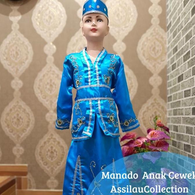 Tersedia Baju Adat Sulawesi Utara/Manado Anak Satuan (Laki/Cewek) Aksesoris