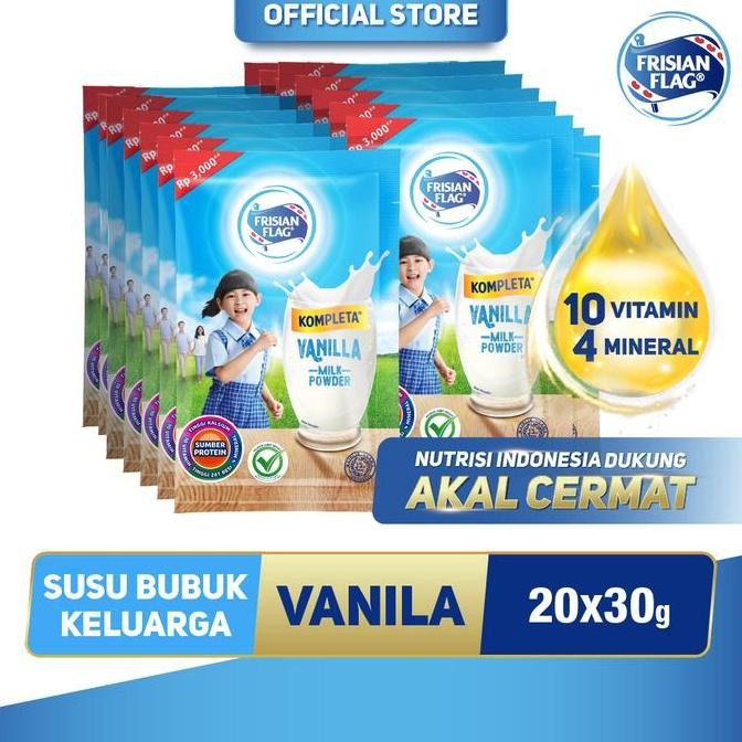 

Frisian Flag Kompleta Susu Bubuk Vanilla Sachet [10x30g] 2 Renceng