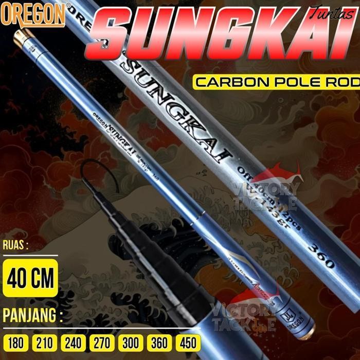 Promo Joran Tegek Oregon Sungkai Carbon Material Panjang 180 210 240 270 300 360 450 Fishing Pole Ro