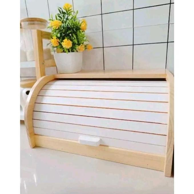 

Terlaris Bread Box Tempat Penyimpanan Roti Serbaguna Kayu