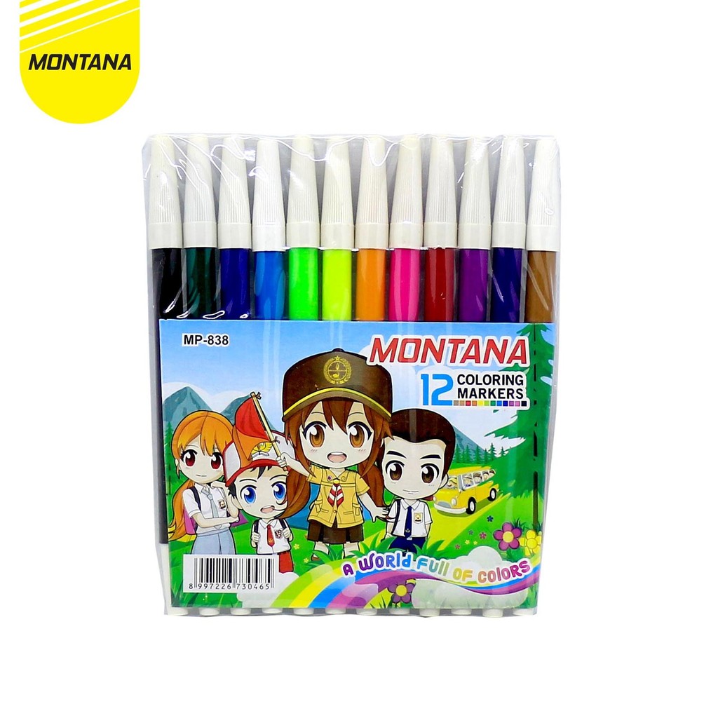 

MONTANA SPIDOL WARNA 12 COLORING MARKERS DRAWING MARKER FULL OF COLORS MP-838