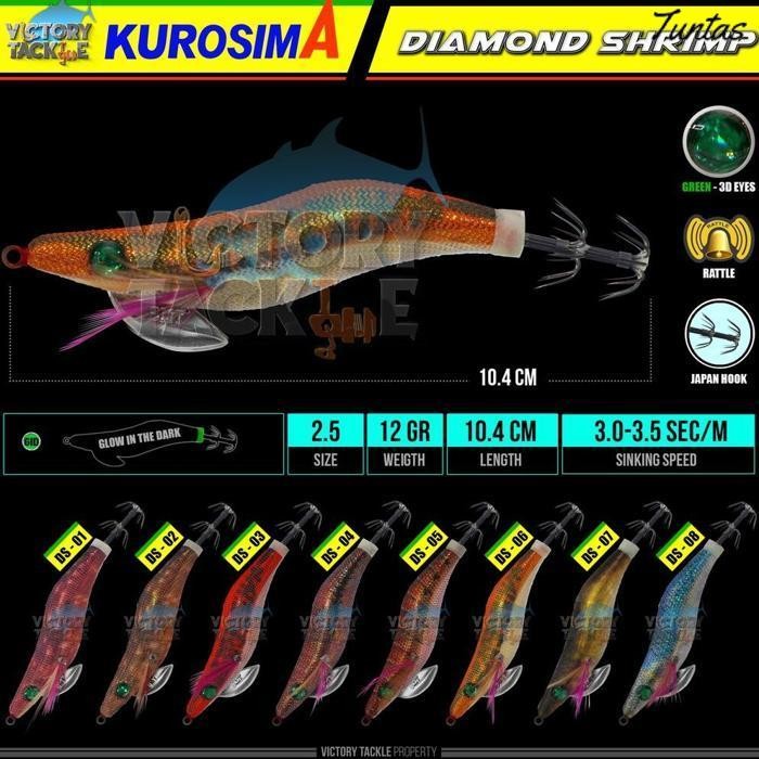Promo Umpan Pancing Squid Jig Kurosima Diamond Shrimp Size 2.5 Ds01 - Ds08