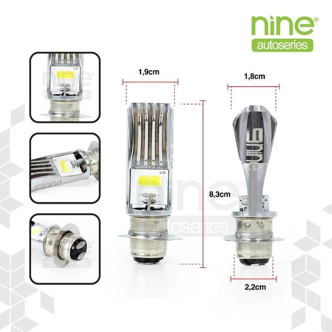 LAMPU LED UTAMA MOTOR H6 H4 COB AC DC 15 WATT NINE LUMINOS WHITE PNP