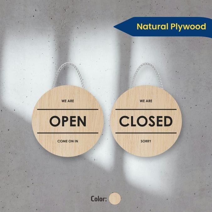 Signage Open Close Bolak Balik / Papan Open Close Kayu / Sign Cafe Board