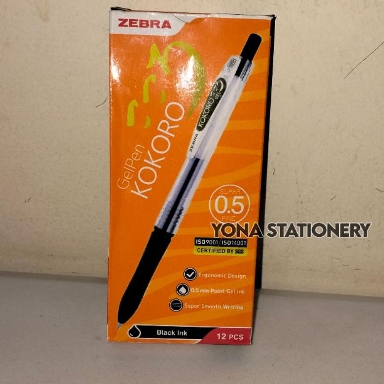 

Pulpen Zebra Gel Pen Kokoro 0.5mm | 1 Pak: 12 Pcs | Warna Hitam