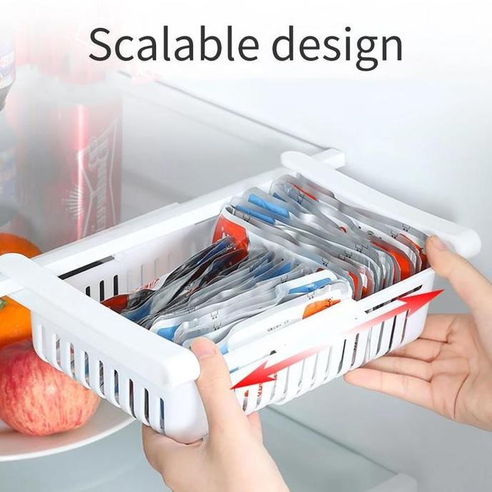 

Terlaris Fridge Drawer Organizer Retractable Pull-Out Refrigerator Storage Box