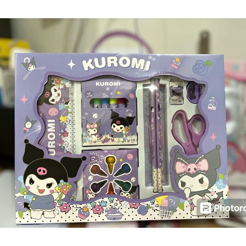

6021 set stationery lengkap sanrio my melody kuromi cinnamonroll paket alat tulis anak sekolah hadiah ulang tahun crayon pensil kotak spidol gunting