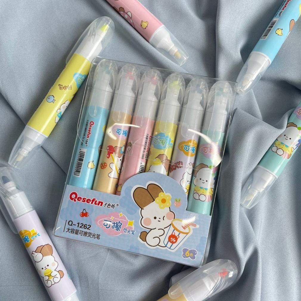 

STABILO QESEFUN 2 SISI 1 SET 6 COLOUR LENGKAP BISA DI HAPUS KEMASAN 1 PAK IMUT HIGHLIGHTER ERASEABLE UKURAN SEDANG ISI 6 WARNA BEST PREMIUM QUALITY