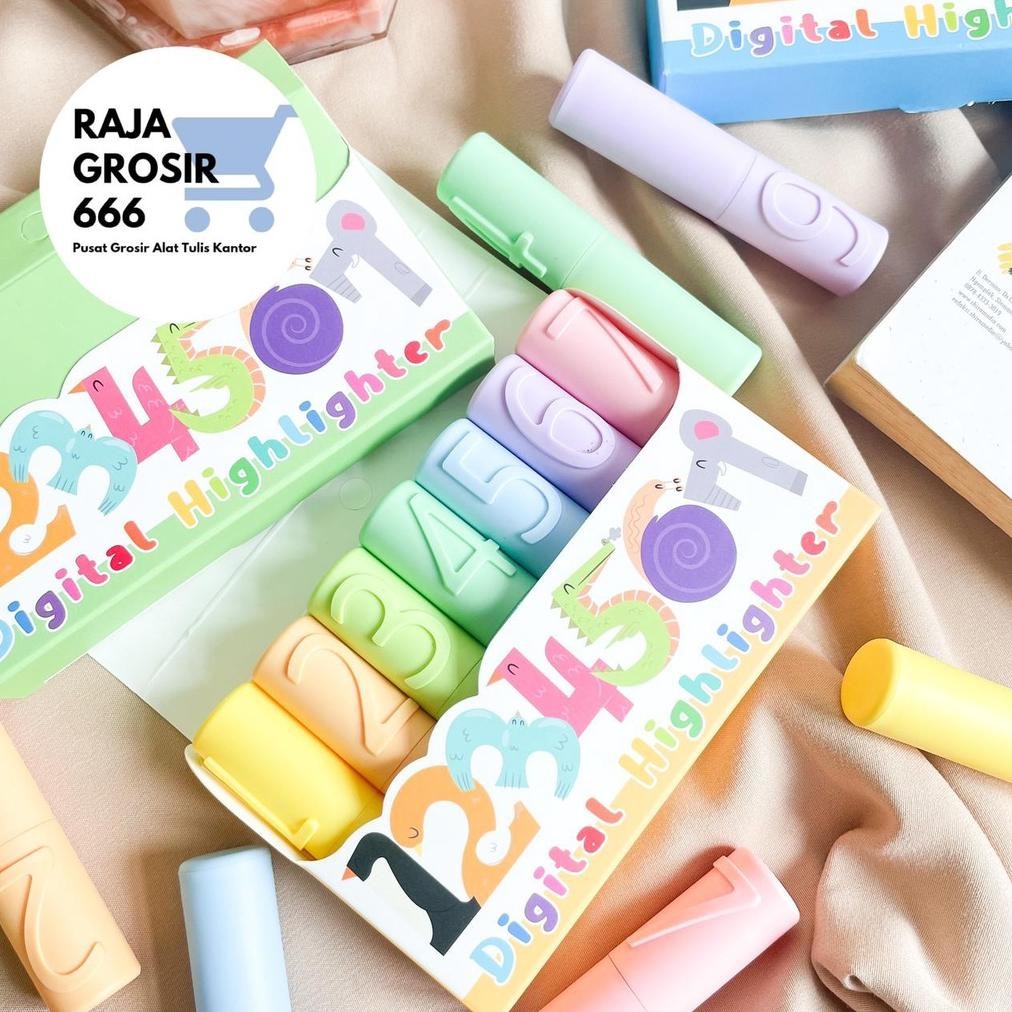 

highlighter set angka 1 hingga 7 alat tulis kantor termurah kekinian bagus lucu imut satu set isi 7 biji