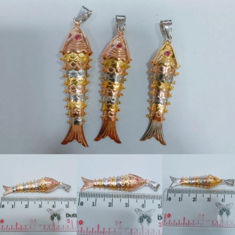 sfI Liontin ikan Asli perak silver925 lapis emas 3warna lt0020 AST