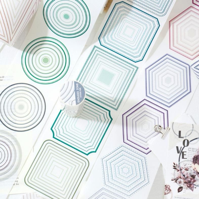 

(1FH) washi tape selotip paper kiss cut deco kotak segitiga shape square journaling big besar AST