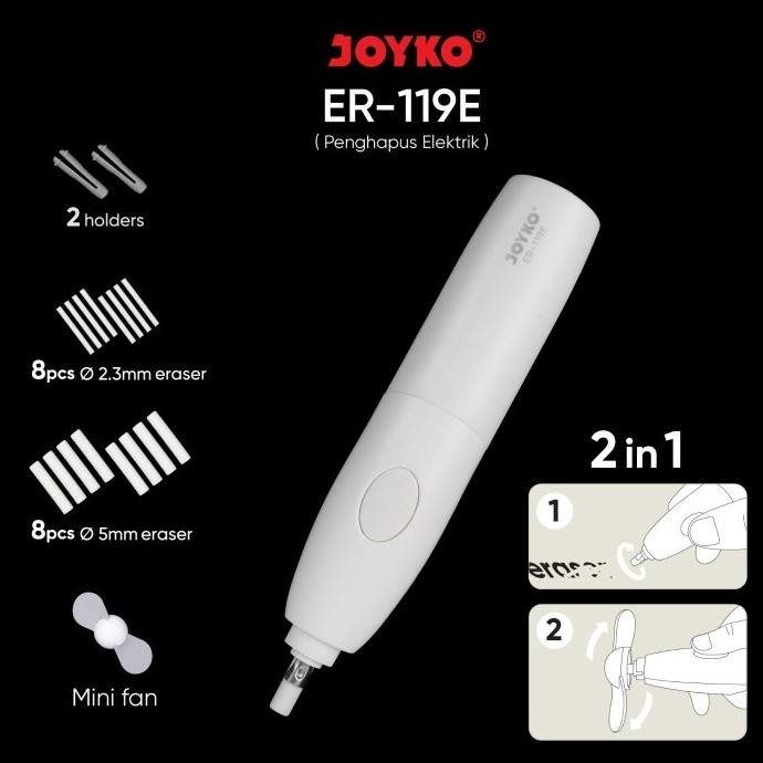 

JOYKO ER-119E 2 in 1 Penghapus & Kipas Elektrik / Electric Eraser